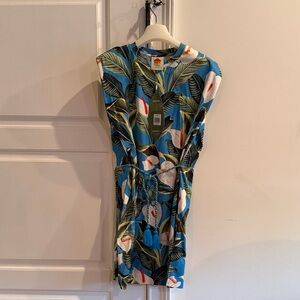 Farm RioTropical Print Blue Women's Dress with Tassel Belt